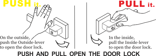 PUSH AND PULL OPEN THE DOOR LOCK